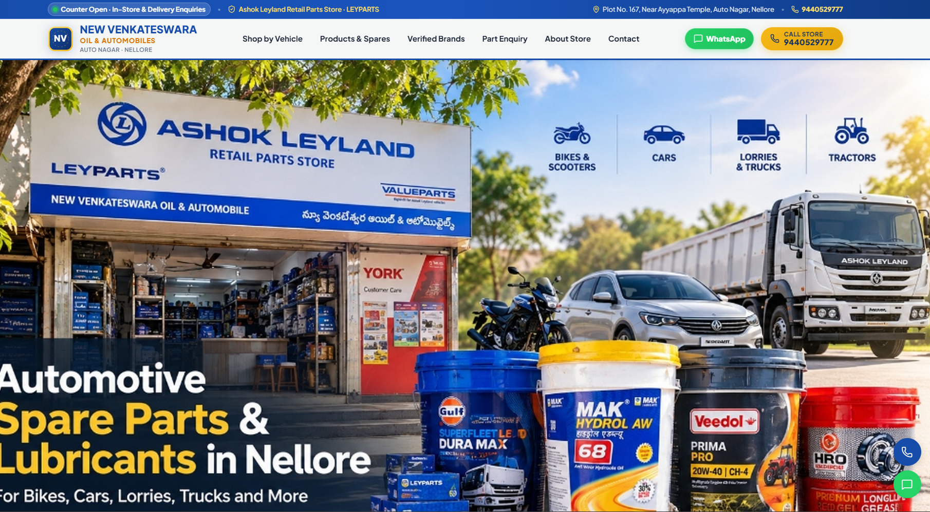 NEW VENKATESWARA OIL & AUTOMOBILES AUTO NAGAR · NELLORE